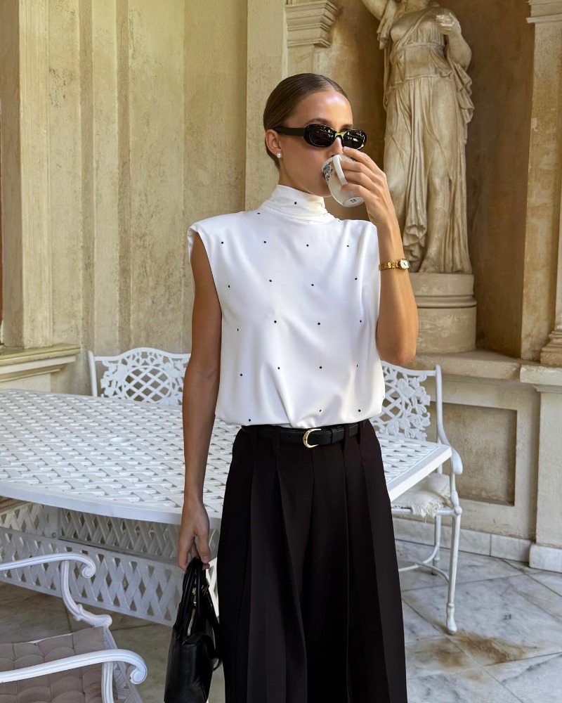 Vintage Fashion Vogue - Top Senza Maniche a Collo Alto