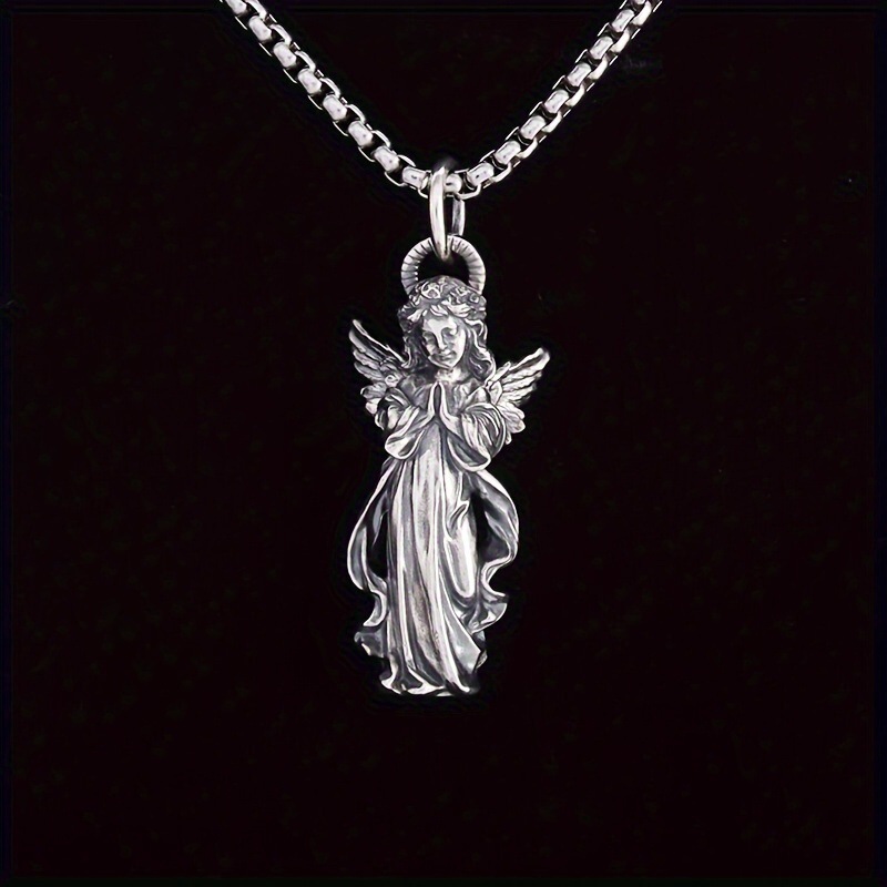 Vintage Fashion Meaning - Collana con amuleto dell'angelo custode, girocollo
