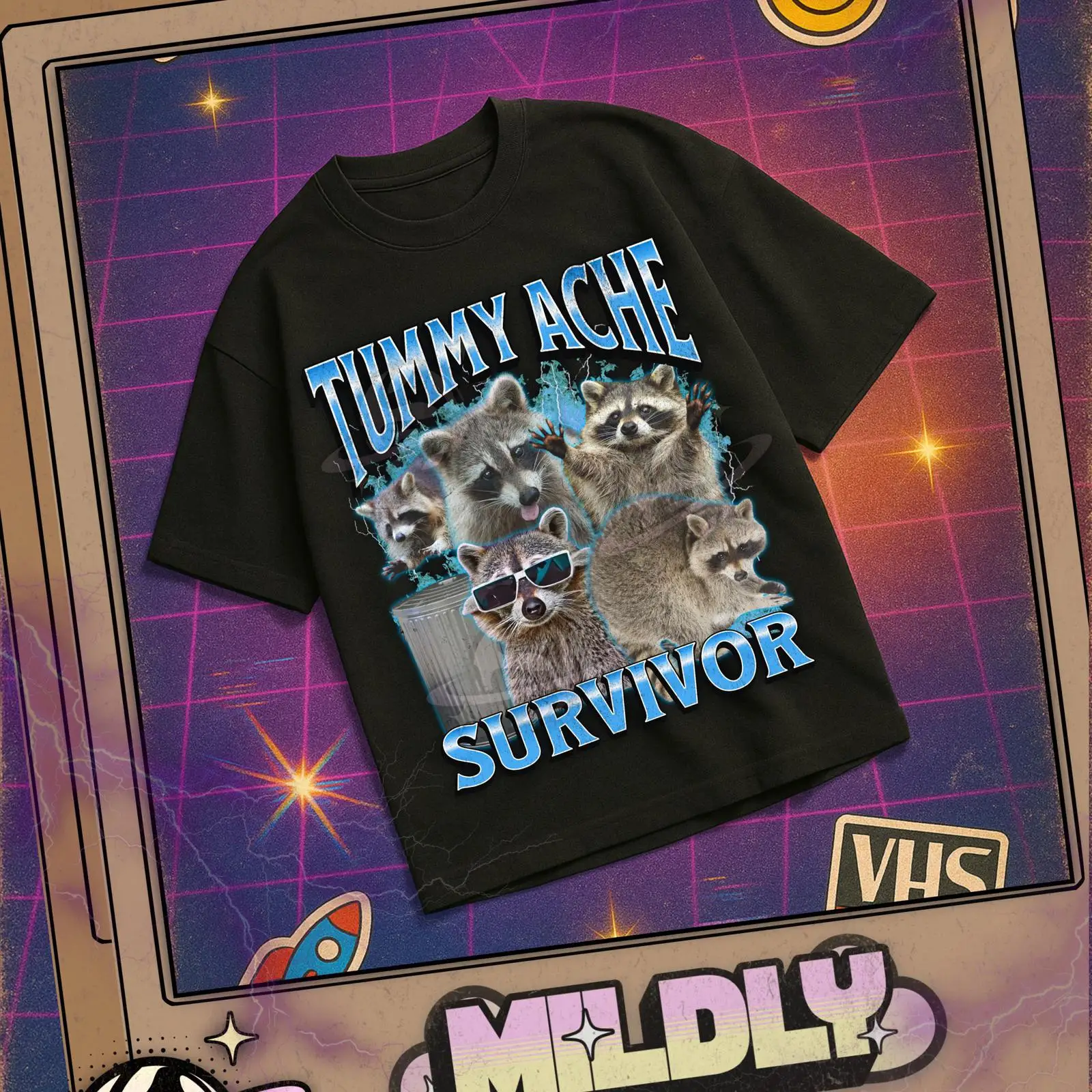 Vintage Fashion Gen Z - T-shirt divertente con meme del procione