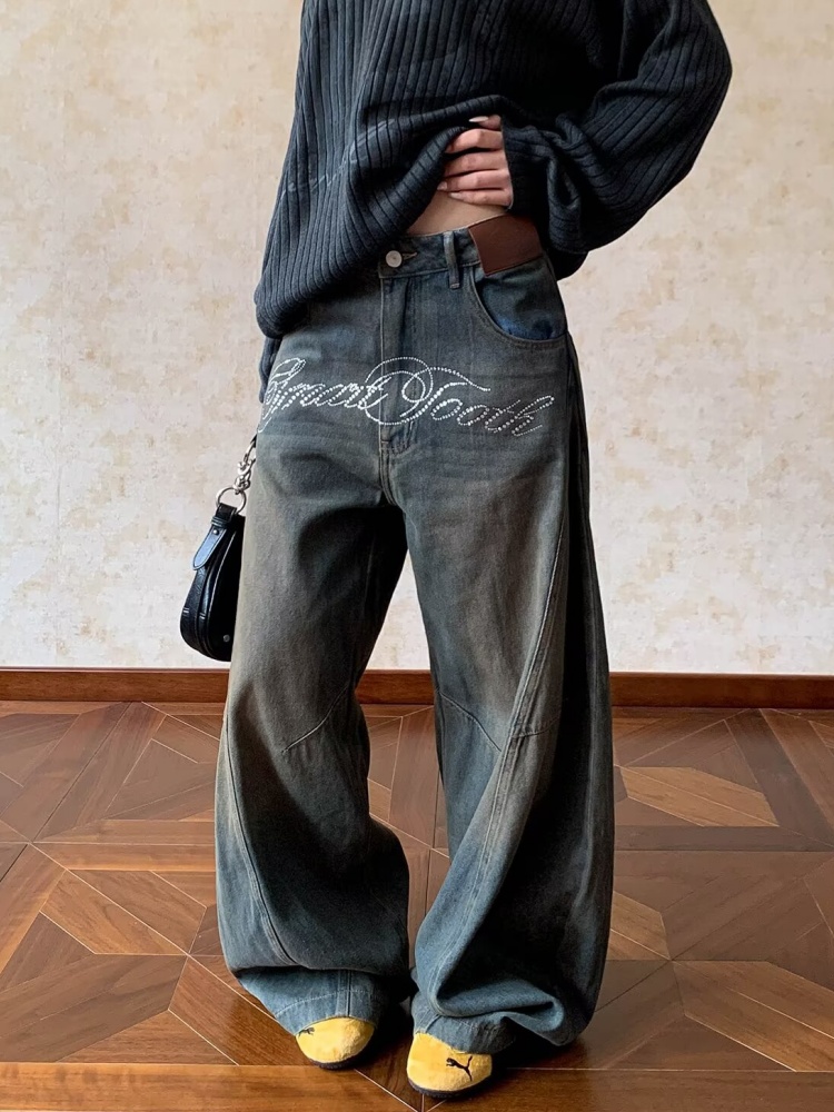 Retro Track Pant - 2025 Pantaloni jeans impilati larghi blu