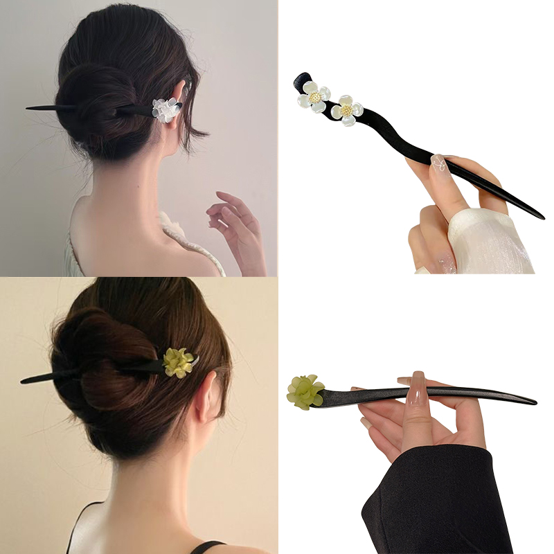 Vintage Fashion Shop - Bastoncini per capelli con fiori in