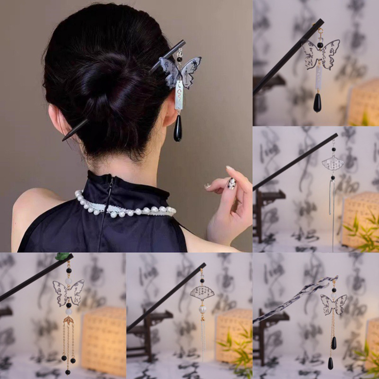 Vintage Fashion Shop - Fermaglio per capelli vintage in legno