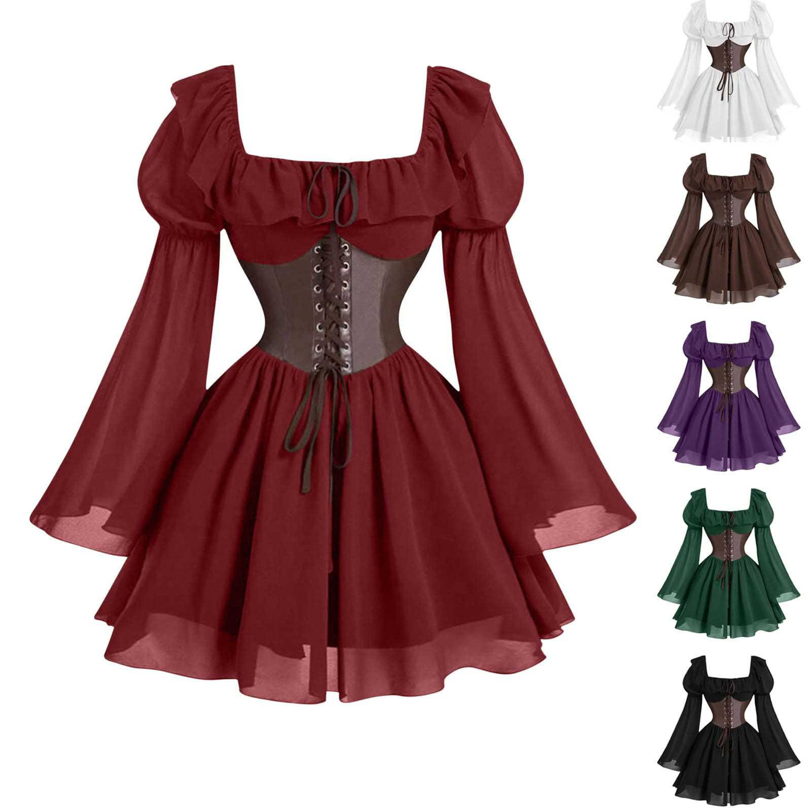 Vintage Fashion Women Dresses - Abito medievale rinascimentale a maniche lunghe