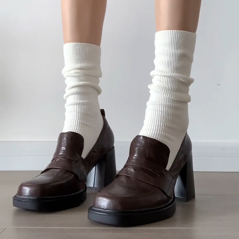 Vintage Fashion Female - Scarpe mocassini da donna stile college