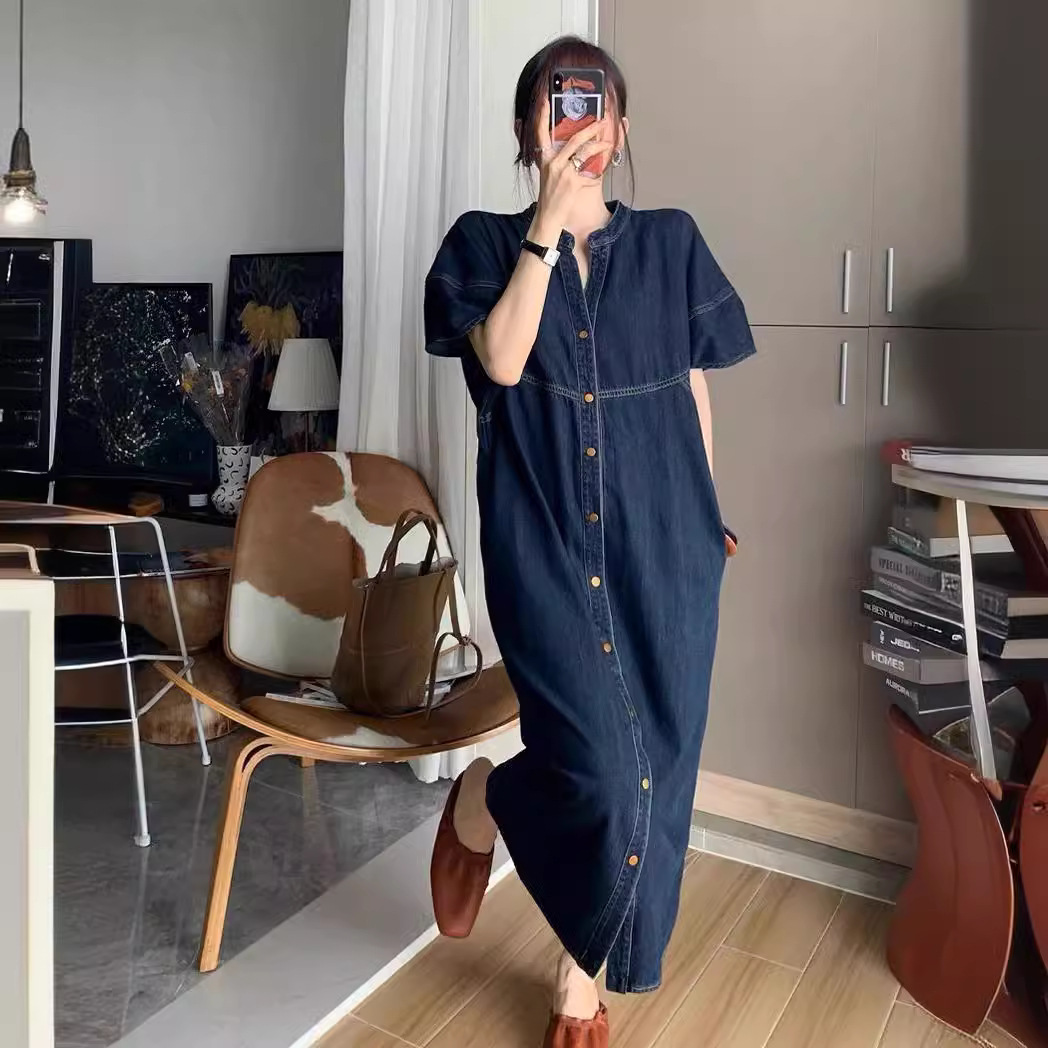 Vintage Fashion Women Dresses - Nuovo Abito Lungo in Denim Stile