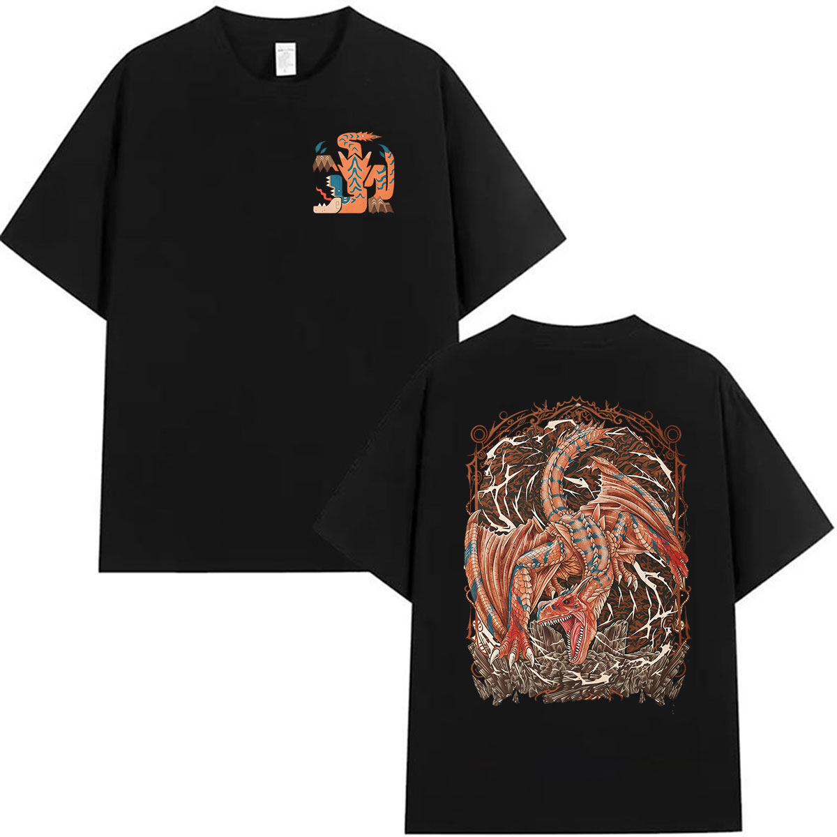 Vintage Fashion Game - T-shirt grafica Game Monster Hunter Tigrex