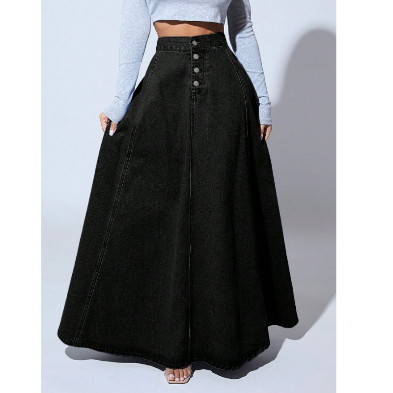 Vintage Fashion Plus Size - Minigonna Nera in Denim da Donna