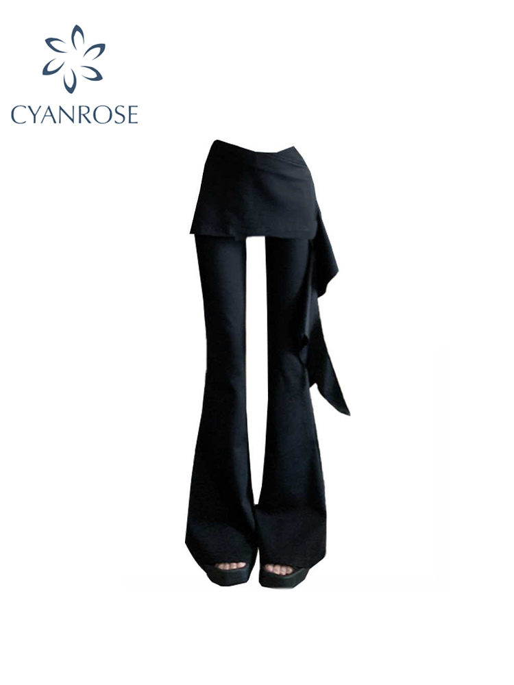 Retro Track Pant - Pantaloni svasati larghi gotici neri da