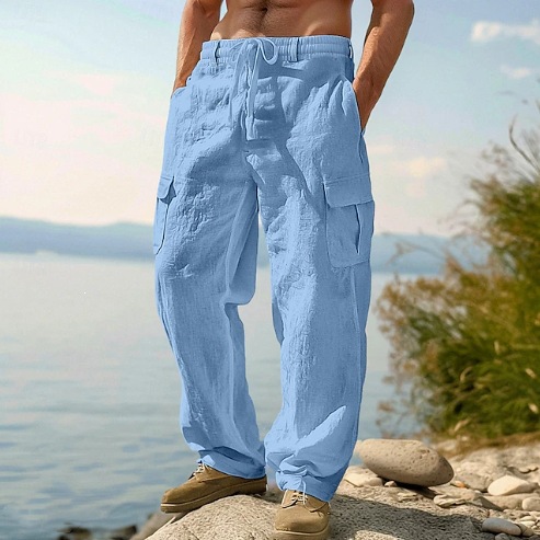 Retro Track Pant - Pantaloni Larghi in Cotone e Lino
