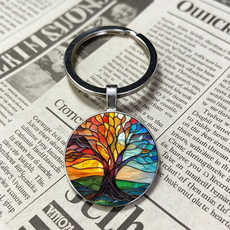 Vintage Fashion Meaning - Portachiavi Vintage con Stampa Mosaico Albero