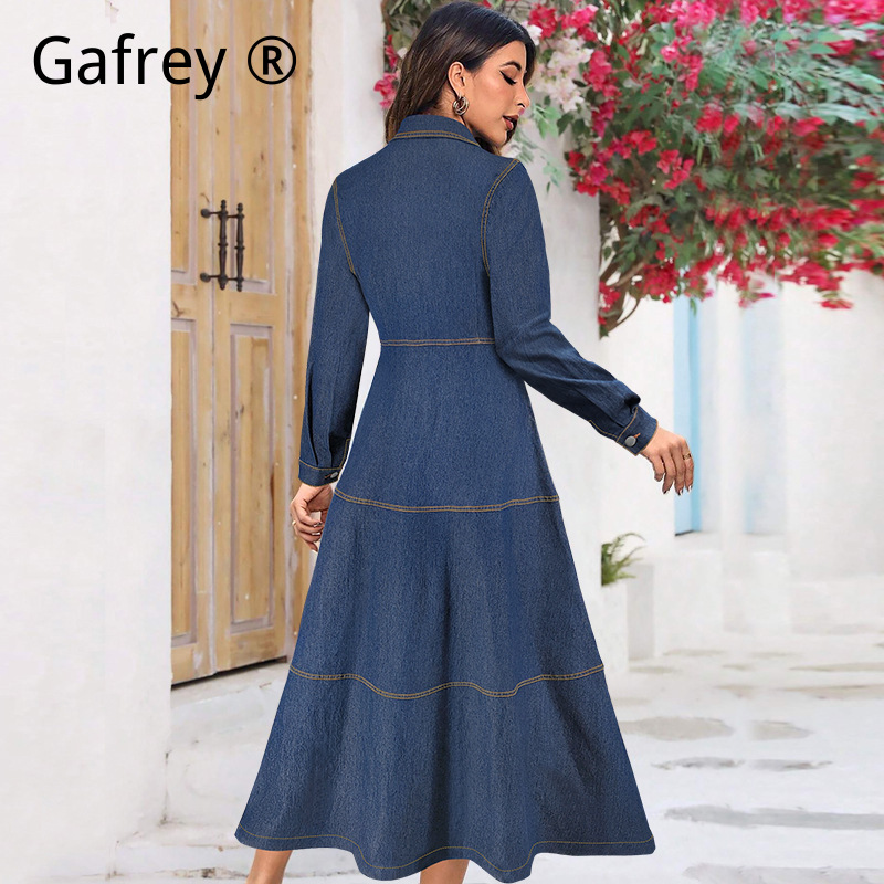 Nuovo Vestito Lungo in Jeans a - Vintage Fashion Women Dresses recensione e prezzo