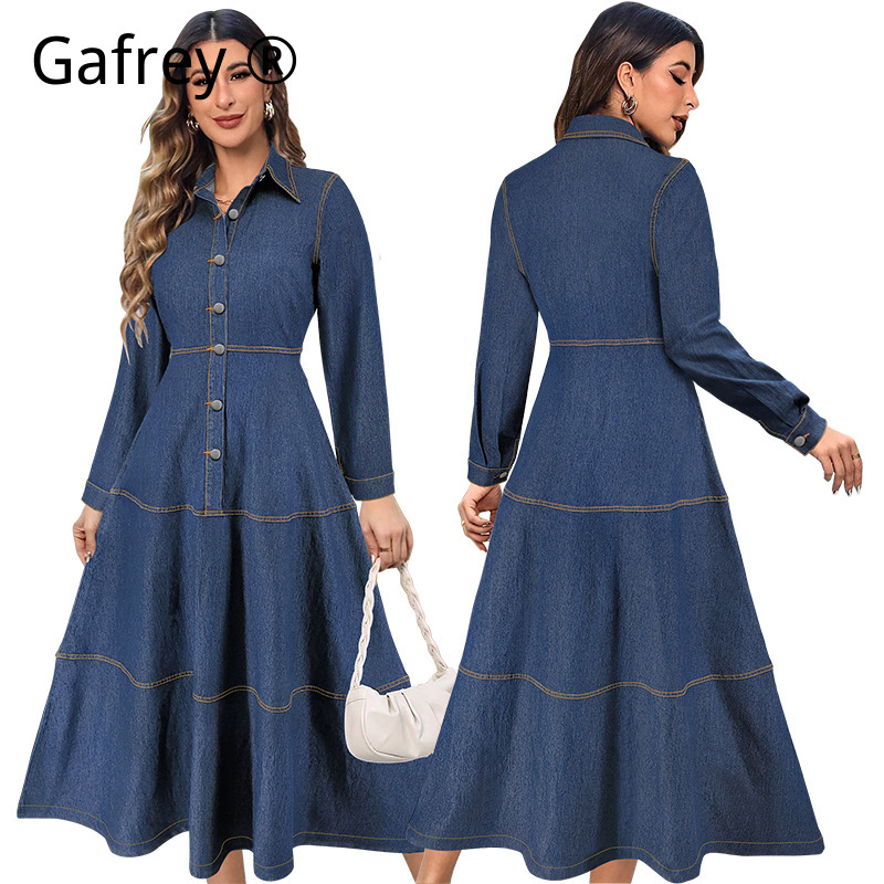 Nuovo Vestito Lungo in Jeans a - Vintage Fashion Women Dresses recensione e prezzo