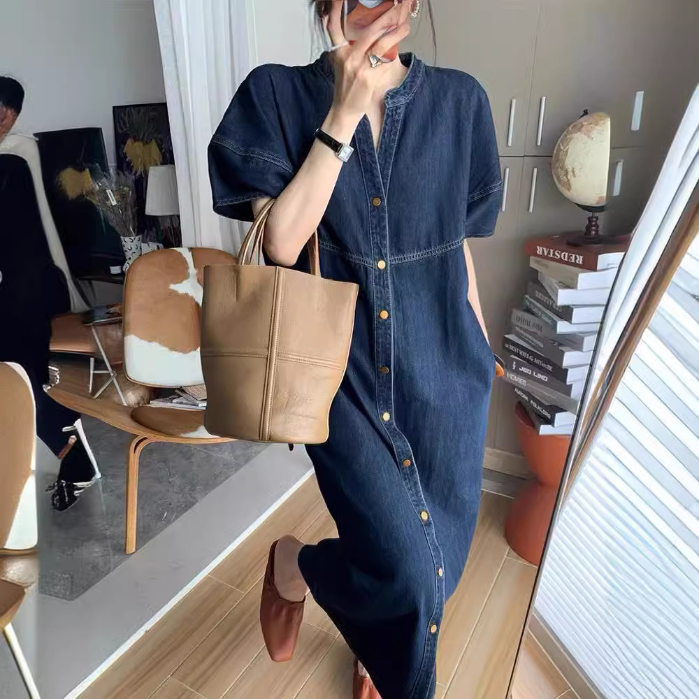 Nuovo Abito Lungo in Denim Sti - Vintage Fashion Women Dresses recensione e prezzo