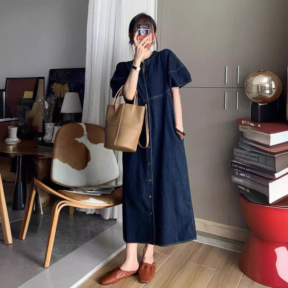 Nuovo Abito Lungo in Denim Sti - Vintage Fashion Women Dresses recensione e prezzo