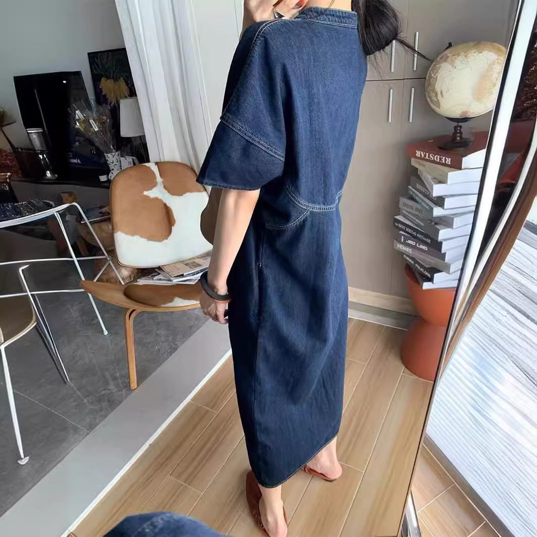 Nuovo Abito Lungo in Denim Sti - Vintage Fashion Women Dresses recensione e prezzo