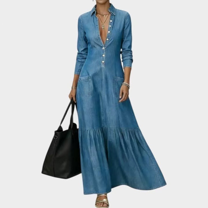 Nuovo Abito in Denim alla Moda - Vintage Fashion Women Dresses recensione e prezzo